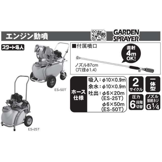 工進 エンジン動噴 ガーデンスプレーヤー ES-50T 【ヤマト家財宅急便