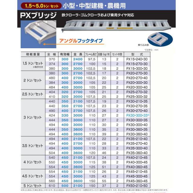 【法人限定】日軽金アクト アルミブリッジ 2本1セット PXブリッジ（アングルフックタイプ） PX30-300-35 【メーカー直送・代引不可・置配不可・配送地域限定】_1