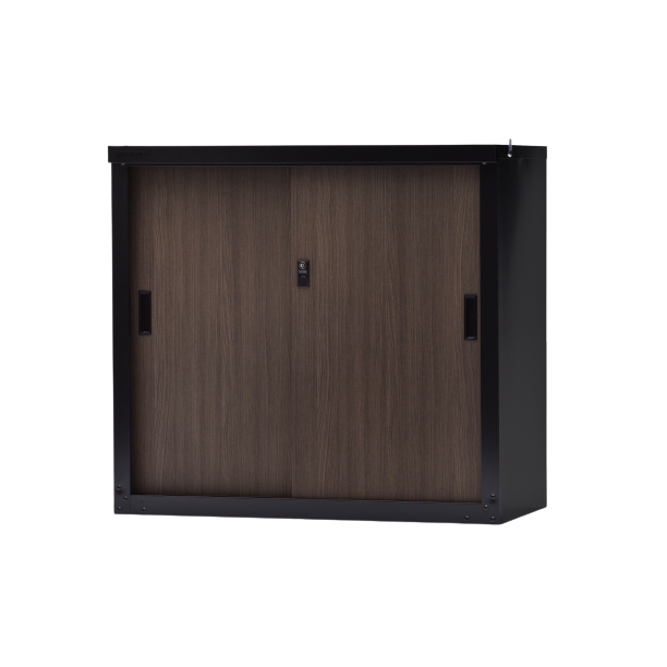 グリーンライフ 小型木目収納庫83 ブラック 幅89×奥行47×高さ83cm HSM-83BK 【メーカー直送・代引不可・置配不可】