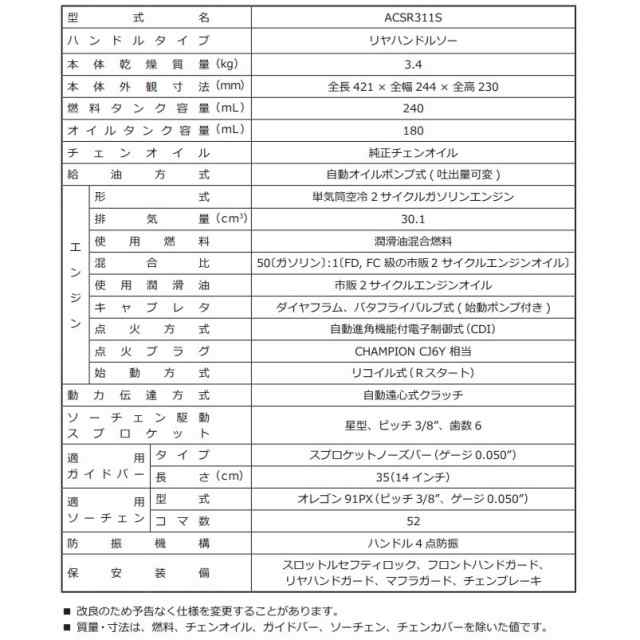 丸山製作所 BIG-M エンジンチェンソー ACSR311Sの通販はau PAY