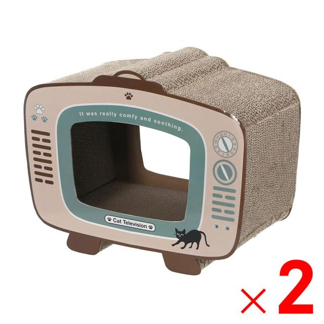 不二貿易 猫の爪とぎ テレビ 54223/MU ×2個 セット販売 【メーカー直送・代引不可・置配不可・配送地域限定】