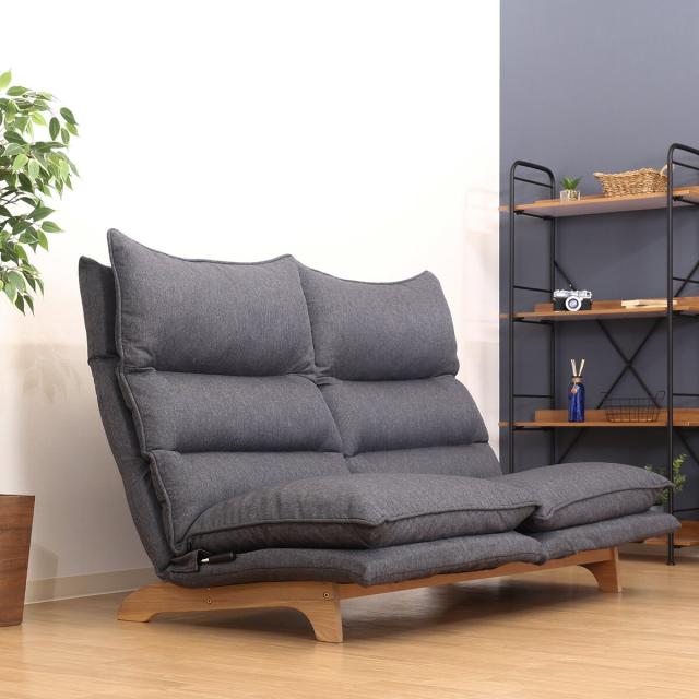 【新品・送料無料】ダブルクッション座椅子　フィット２　２Ｐ　ＤＧＹ 不二貿易 ダブルクッション座椅子 フィット2 2P DGY 【メーカー直送・代引