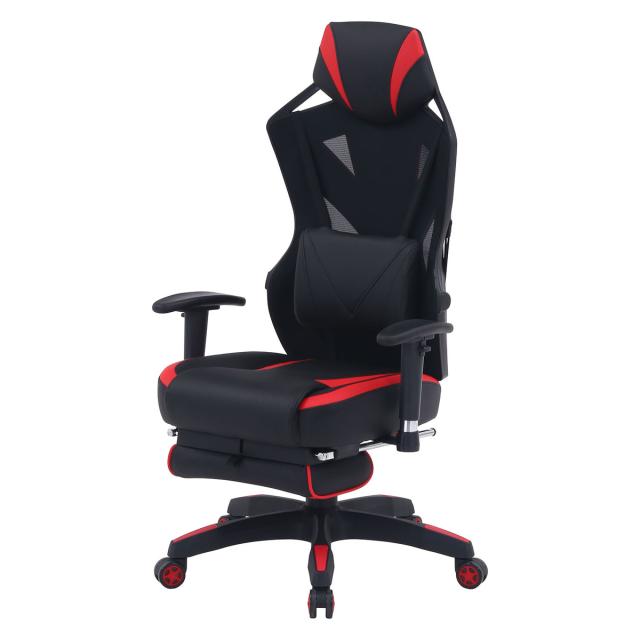 不二貿易 メッシュゲーミングチェア レイズ フットレスト付きRD YF922CWfoot 【メーカー直送・代引不可・置配不可・配送地域限定】の通販は