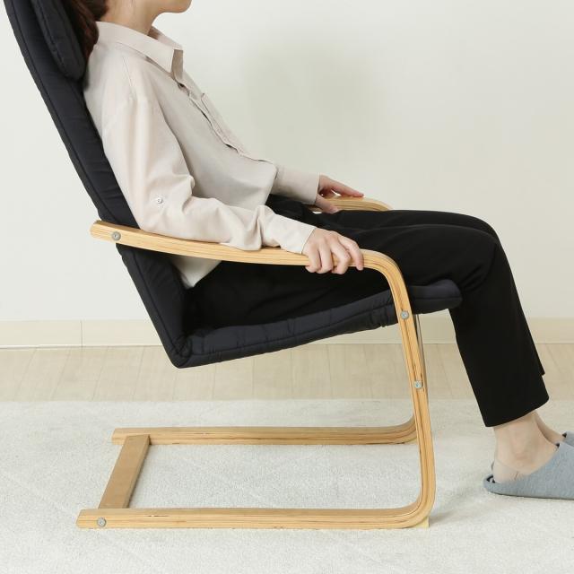 不二貿易 リラックスチェア スリム BK A1041E 【メーカー直送・代引不可・置配不可・配送地域限定】