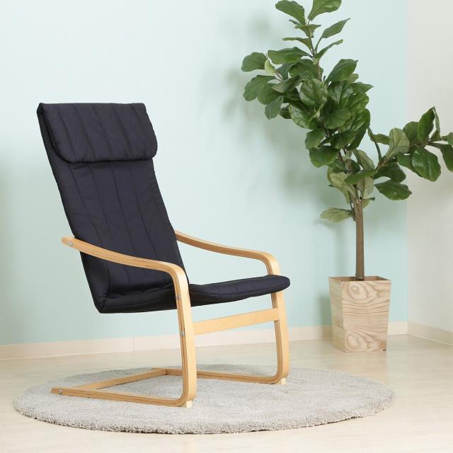 不二貿易 リラックスチェア スリム BK A1041E 【メーカー直送・代引不可・置配不可・配送地域限定】