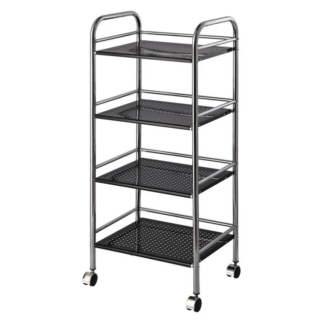 不二貿易 マルチワゴン4段 BK/CR 1664K(J164Q4K) 【メーカー直送・代引不可・置配不可・配送地域限定】の通販は 5,008円