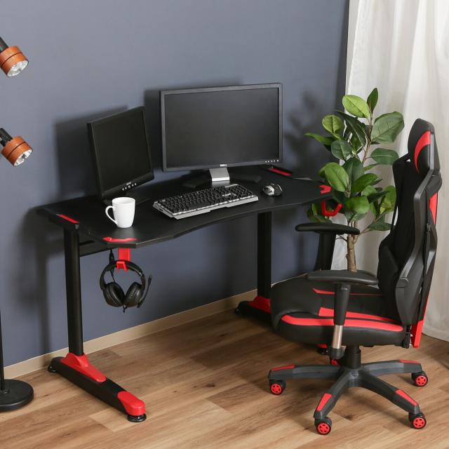 不二貿易 ゲーミングデスク GAMING DESK XeNO ゼノ イージー01 RED AA-1802 【メーカー直送・代引不可・置配不可・配送地域限定】