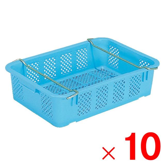 【法人限定】サンコー サンテナー A#40 PP ハンドル付 ライトブルー 104001-01 ×10個 セット販売 【メーカー直送・代引不可・置配不可】