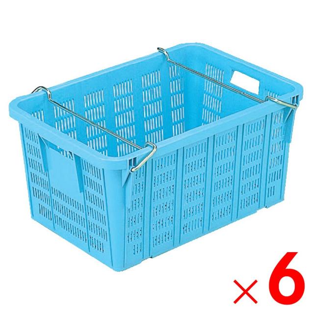 【法人限定】サンコー サンテナー A#80-2 ハンドル付 ライトブルー 107601-01 ×6個 セット販売 【メーカー直送・代引不可・置配不可】の通販は