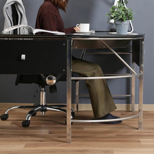 不二貿易 ガラスPCデスク L型 CT-1040BK 【メーカー直送・代引不可・置