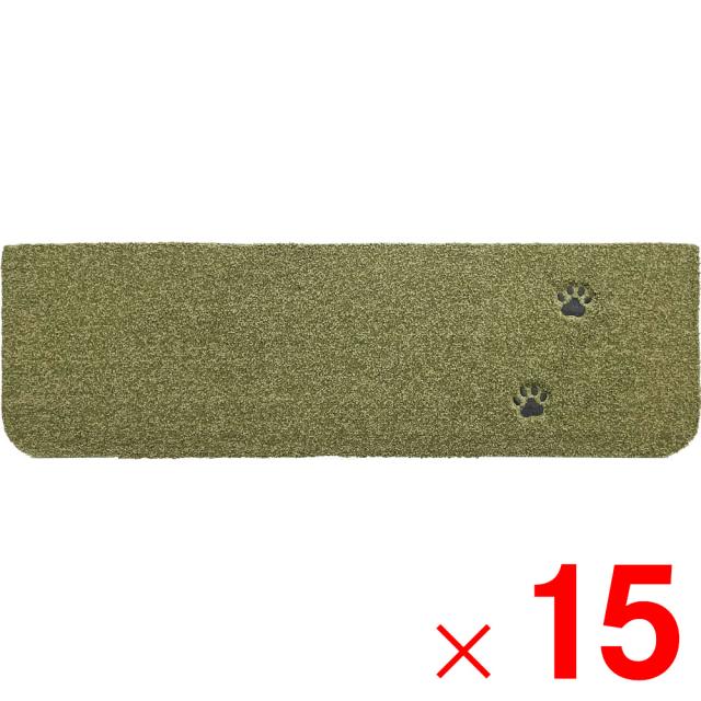 ラグタス 階段マット てくてく肉球 22×70cm グリーン GR ×15枚 ケース販売