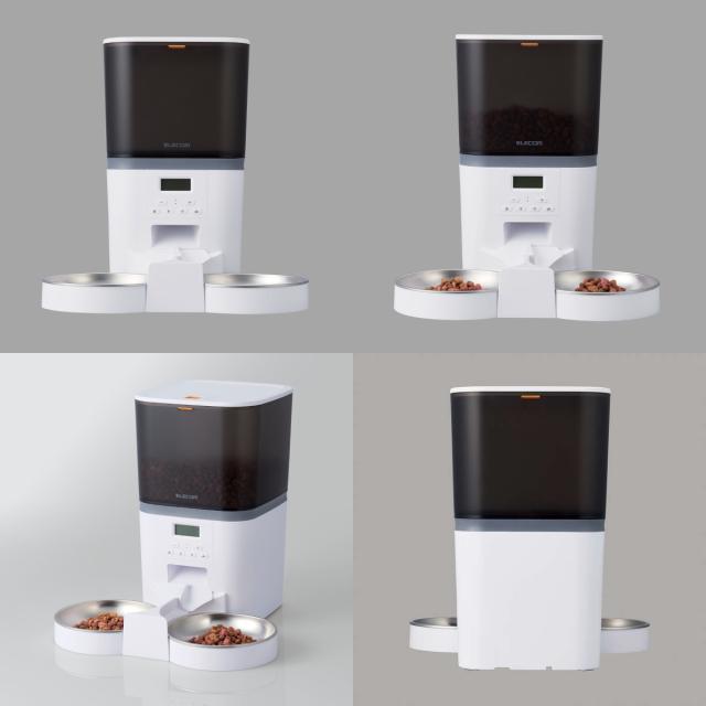 エレコム ペット用自動給餌器 2匹用 2皿 ホワイト PET-AF02WH_1