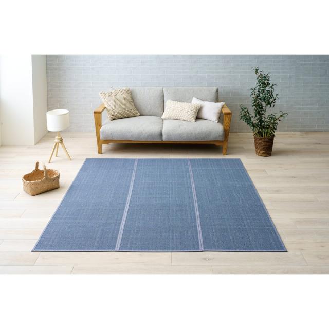 スベリ止め付竹ラグ ジーンズ 180×180cm ネイビー 【メーカー直送・代引不可・置配不可・配送地域限定】
