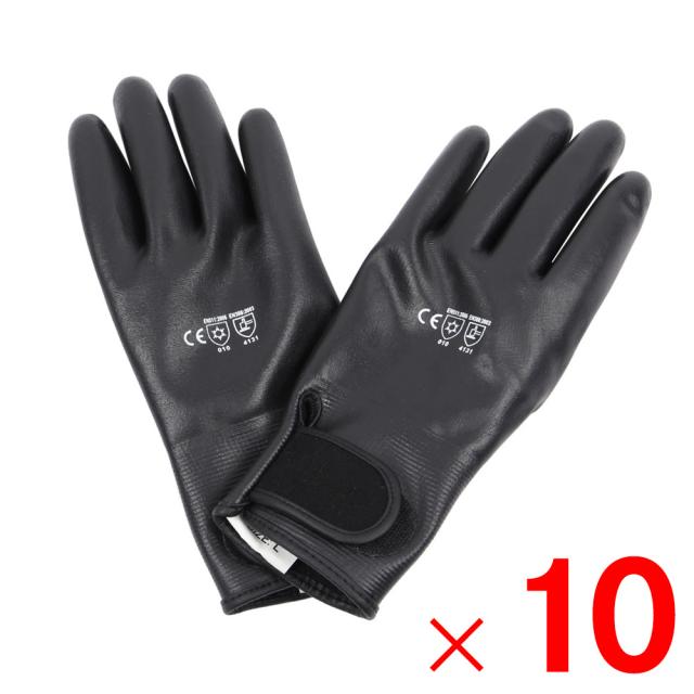 ジプロア 作業手袋 防寒ニトリル手袋 マジック付き ブラック LL N-3140 ×10双 セット販売
