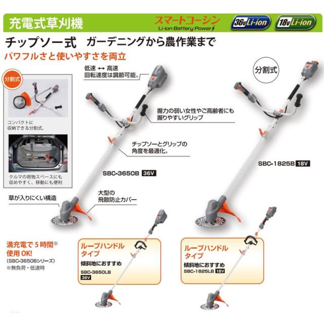工進 【バッテリー2個付き】充電式草刈機 18V 2.5Ah Uハンドル スマートシリーズ 刈払機 コードレス SBC-1825B-AAD_3