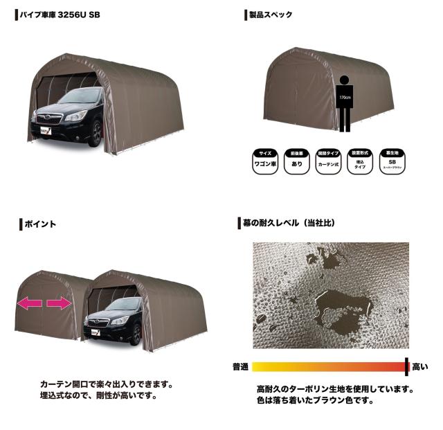 【法人限定】南栄工業 パイプ車庫 埋め込み式 大型BOX用 3256USB 【メーカー直送・代引不可・置配不可・配送地域限定】_2