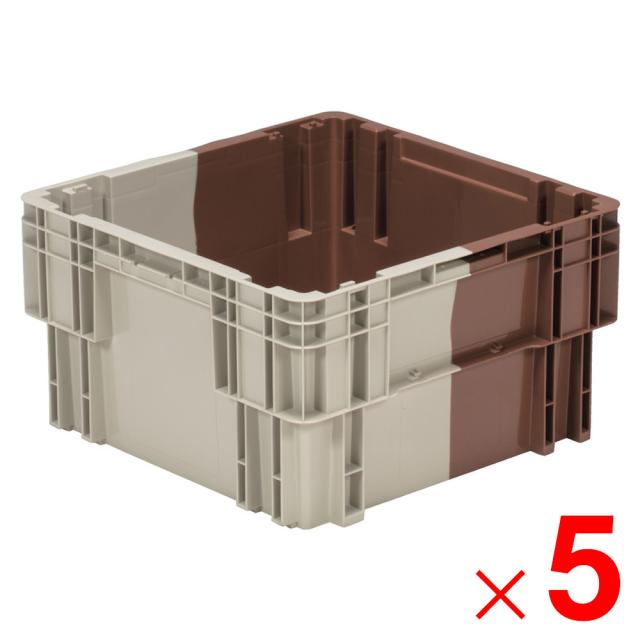 【法人限定】サンコー SNコンテナー N#71 水抜き孔有 Aグレー/ブラウン 207101-00 ×5個 セット販売 【メーカー直送・代引不可・置配不可】