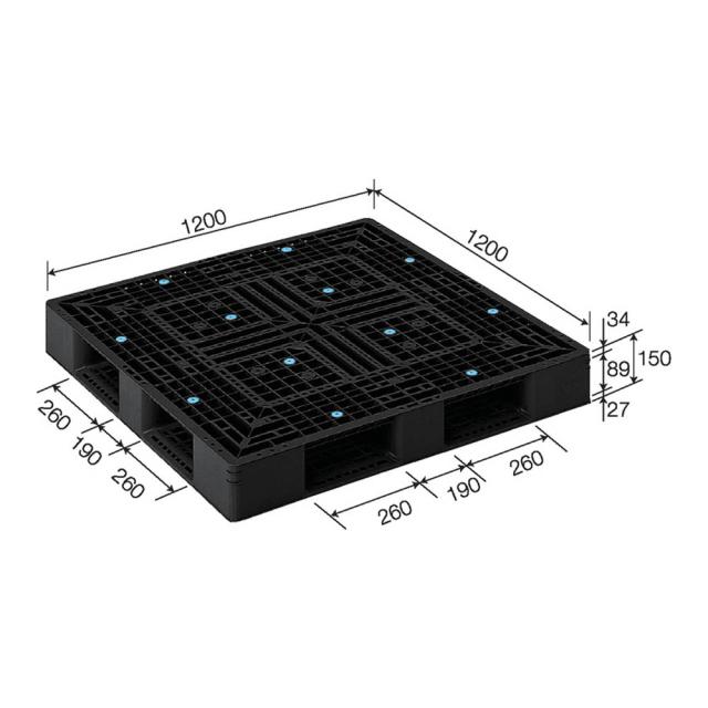 【法人限定】サンコー パレット D4-1212-2 再生ブラック 814436-00 ×2個 セット販売 【メーカー直送・代引不可・置配不可】_2