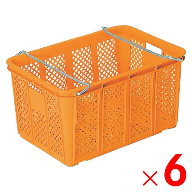 【法人限定】サンコー サンテナー A#80 ハンドル付 オレンジ 107600-01 ×6個 セット販売 【メーカー直送・代引不可・置配不可】の通販は