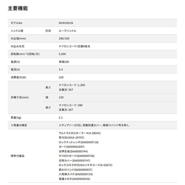 マキタ 電気草刈機 MUR1601N_2