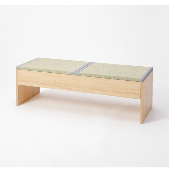 畳収納付きベンチ 120×43×39cm ナチュラル×い草グレー