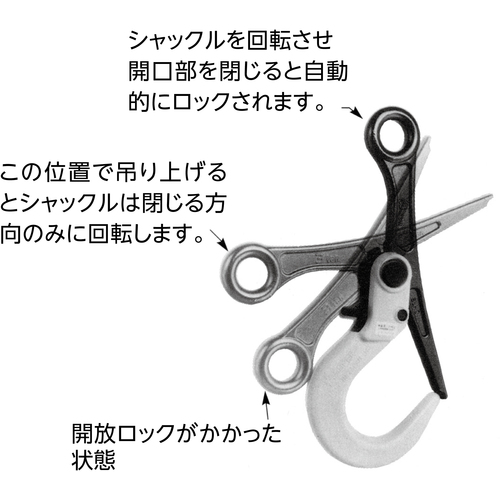 スーパーツール スーパーロックフック 開閉ロック式 容量3ton SLH3A_1
