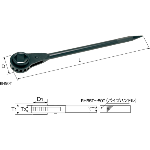 スーパーツール 片口ラチェットレンチ 強力型 呼び55 RH55T_2