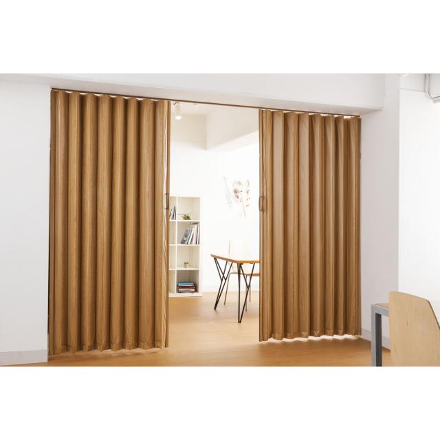 フルネス 木目調アコーディオンドア ミディアムウッド 150×174cm L5564 【メーカー直送・代引不可・置配不可・配送地域限定】_1