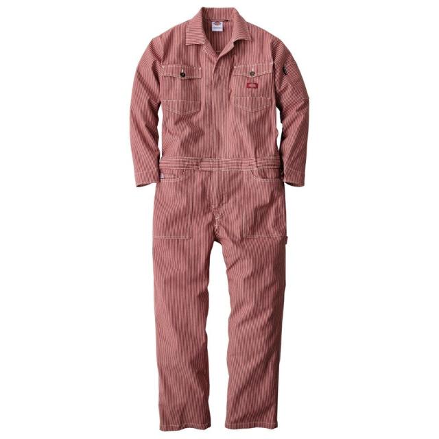 ディッキーズ Dickies ストレッチヒッコリー ツナギ レッド LL D-716