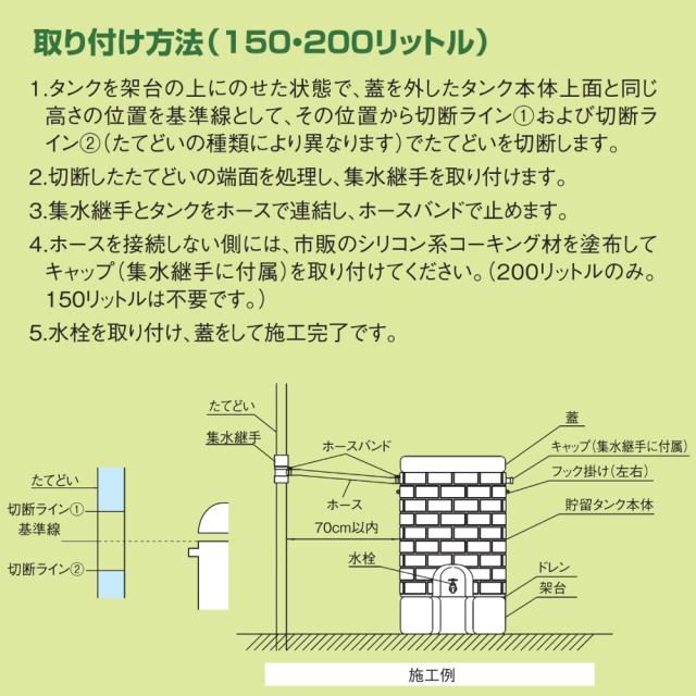 タキロン雨水貯留タンク 雨音くん [架台付] 150リットル 【大型便・時間指定不可】_4