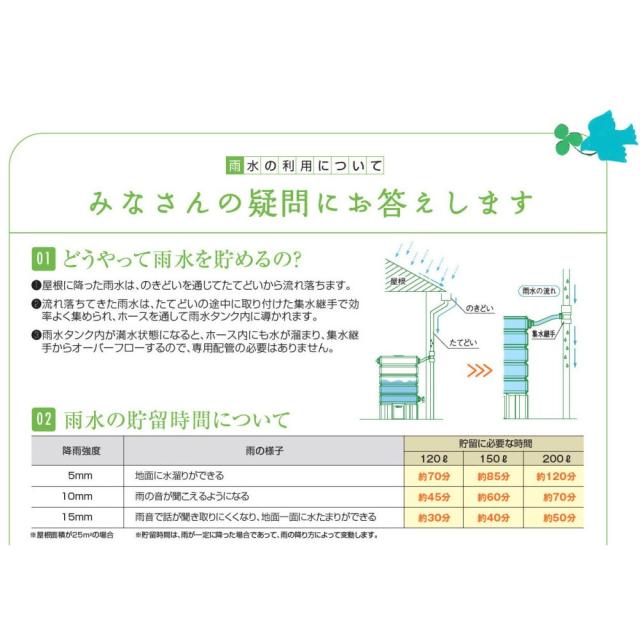 タキロン雨水貯留タンク 雨音くん [架台付] 150リットル 【大型便・時間指定不可】_6