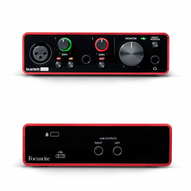 総合卸問屋クレスト　Focusrite　マーケット　PAY　マイクプリアンプ1チャンネルモデルの通販はau　Solo(gen3)　2イン2アウト　USBオーディオインターフェイス　Scarlett　マーケット－通販サイト　au　PAY