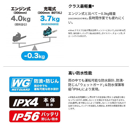 マキタ 充電式 チェンソー MUC009GZ3 40Vmax リチウムイオンバッテリ 【バッテリ・充電器 別売】 makit コードレス 電動 チェーンソー 充電式_3