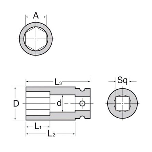 マキタ 六角ソケット(角ドライブ25.4mm) 46-100 A-78592