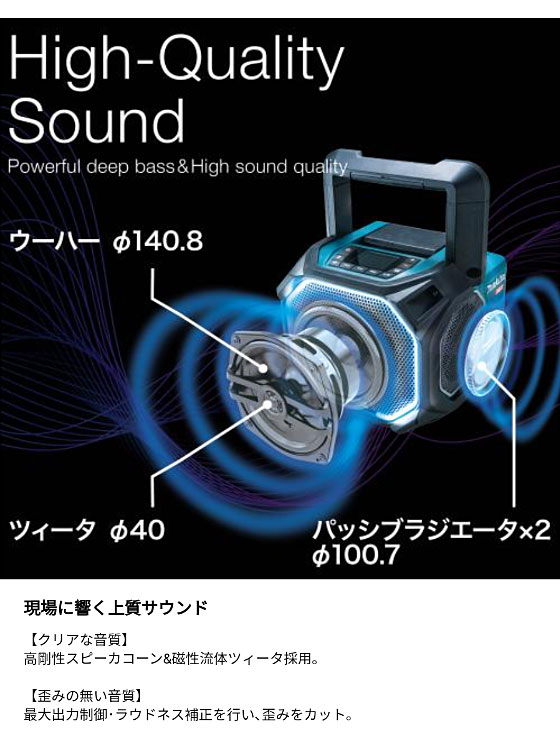 マキタ 充電式スピーカ MR014GZ 40Vmax 18V 14.4V AC100V makita 充電式 スピーカー ブルー_3