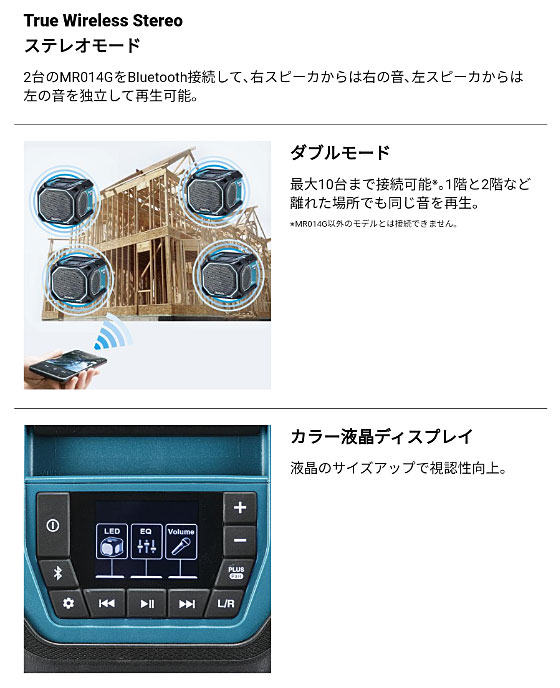 マキタ 充電式スピーカ MR014GZ 40Vmax 18V 14.4V AC100V makita 充電式 スピーカー ブルー_4