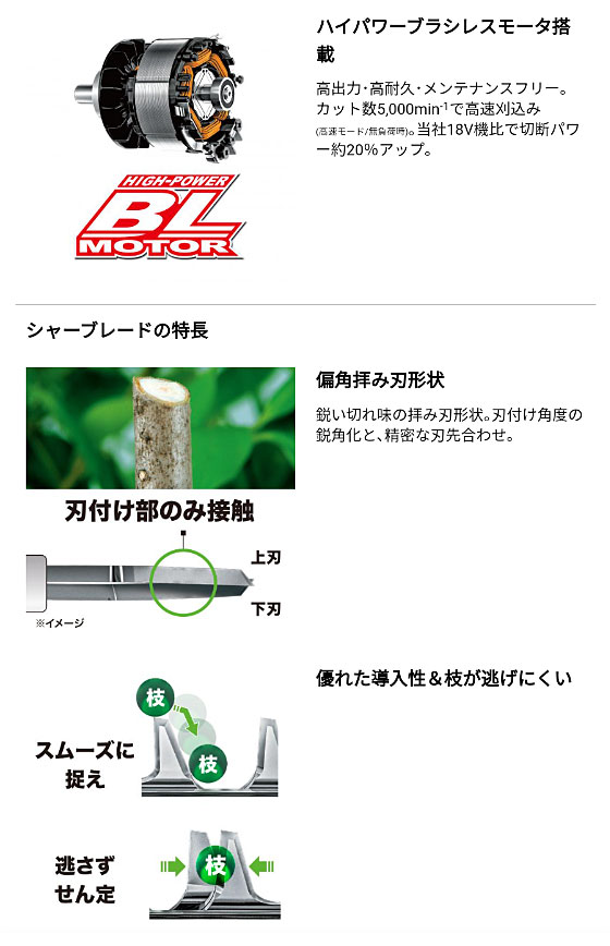 マキタ 40Vmax 充電式 ヘッジトリマ MUH002GRDX 刃物長500mm 【バッテリ×2本・充電器 付属】 makita 電動 コードレス DIY ガーデニング 園芸 家庭用 業務用 ヘッジトリマー_3