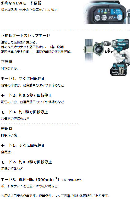 マキタ 充電式 インパクトレンチ TW300DZ 18V 【バッテリ・充電器・ケース・ソケット 別売】 makita DIY 充電式 コードレス 工具 電動 電動工具 プロ_3