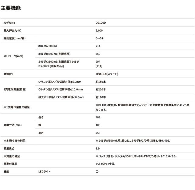 マキタ 充電式コーキングガン CG100DZ 10.8V 【バッテリ・充電器・ケース 別売】makita 電動 コードレス 工具 コーキング_3
