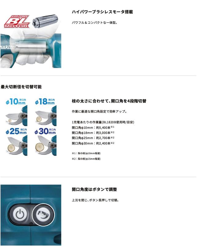 マキタ 充電式 せん定ハサミ UP181DZ 18V 【バッテリ・充電器 別売】makita 剪定バサミ_3