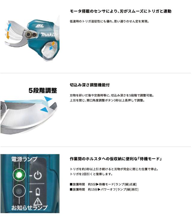 マキタ 充電式 せん定ハサミ UP181DZ 18V 【バッテリ・充電器 別売】makita 剪定バサミ_4