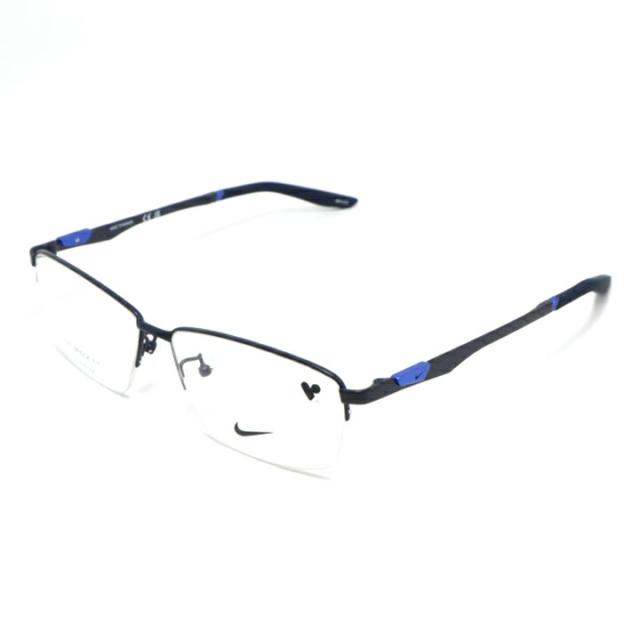 【新作】NIKE ナイキ軽量 スポーツ 眼鏡 メガネ フレーム サングラス6092LB-411度付可 マットメタリックブルーナイロール 軽量メガネ ハーフリム フチなし