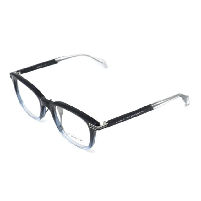 Yohji Yamamoto ヨウジヤマモトクラシック 眼鏡 メガネ フレーム サングラス19-0101-2　度付可ブラックネイビーハーフリビジョン製レンズでお好きなサングラス作成可能