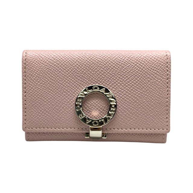 BVLGARI ブルガリ 33750 ブルガリブルガリ ロゴクリップ コインケース コインパース 小銭入れ カードケース ライトピンク レザー シルバー