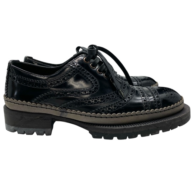 DOLCE＆GABBANA ドルチェ&ガッバーナ ドルガバ メダリオン ダービー シューズ ウイングチップ ラグソール ブラック [ 5 (約24cm)] DOLCE＆GABBANA ドルチェ&ガッバーナ ドルガバ メダリオン ダービー