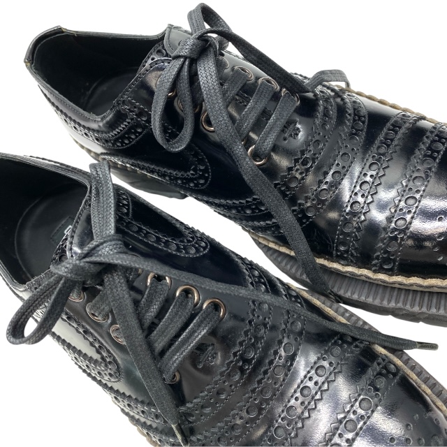 DOLCE＆GABBANA ドルチェ&amp;ガッバーナ 弗ガバ メダリオン 競り合い シューズ 舞台の袖手当て ラグソール 黒いこと [ 5 (約24糎)]