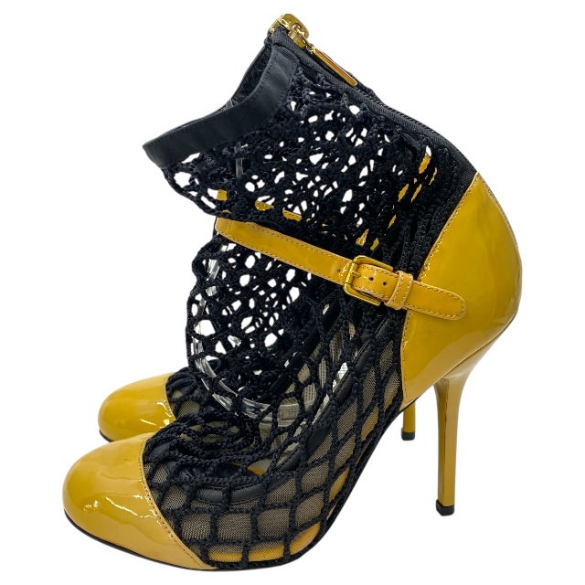 ドルチェ&ガッバーナ 13367 ドルガバ ハイヒール パンプス メッシュ ショート ブーツ イエロー ブラック DOLCE&GABBANA サイズ36(約23cm)]_2