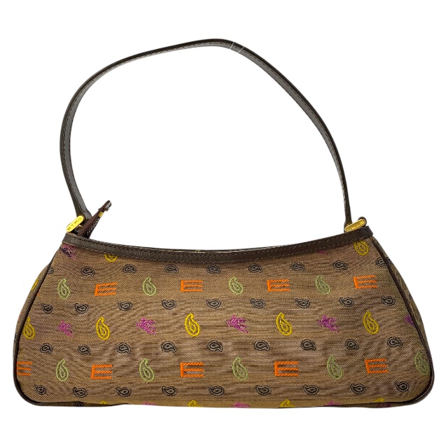 エトロ 7342-9553 ハンドバッグ ペイズリー 総柄 キャンバス ブラウン オレンジ ETRO