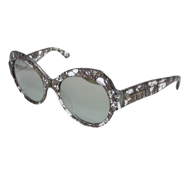 ドルチェ&ガッバーナ ドルガバ D&G DG4320-F 3161/6V サングラス アイウェア レースプリント ラウンド ロゴ シルバー グレー DOLCE&GABBANA