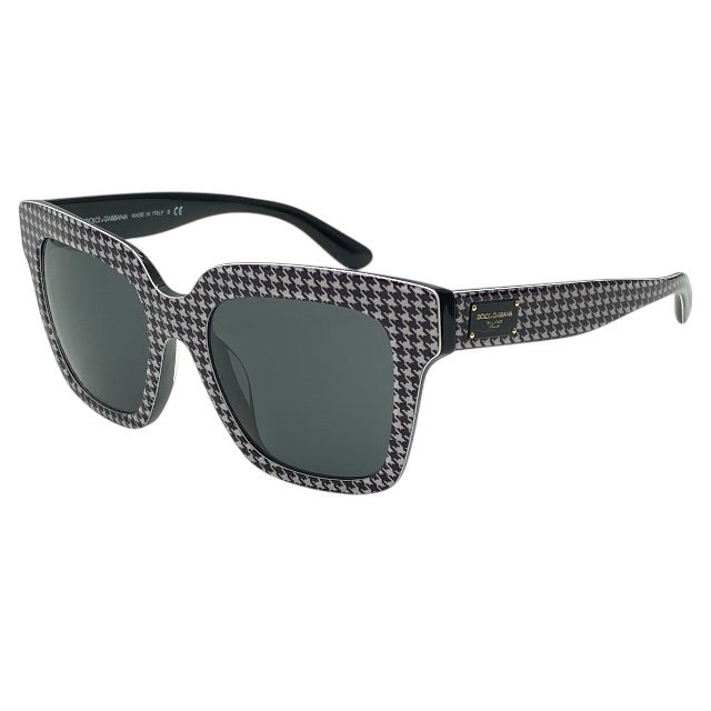 ドルチェ&ガッバーナ ドルガバ D&G DG4286-F 3079/87 サングラス アイウェア ハウンドトゥース スクエア ブラック ロゴ DOLCE&GABBANA
